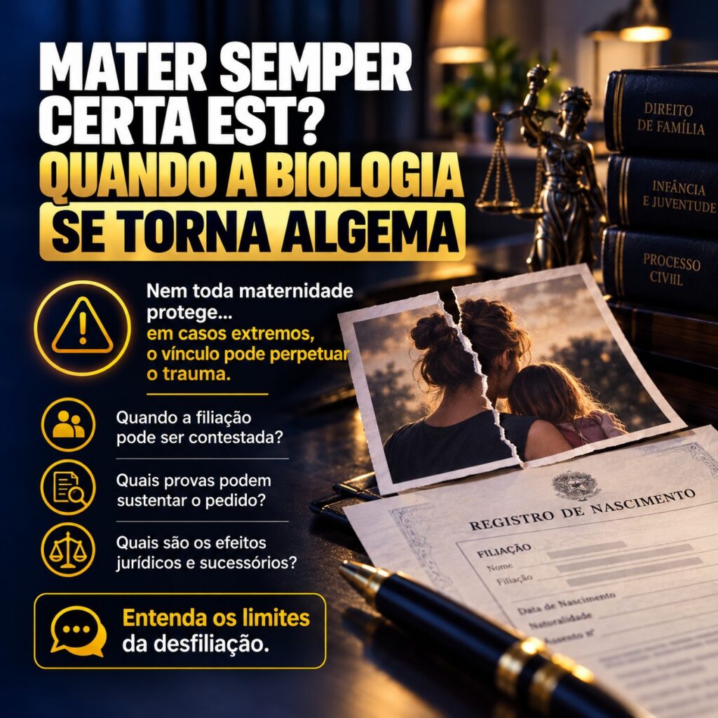 Leia mais sobre o artigo MATER SEMPER CERTA EST? QUANDO A BIOLOGIA SE TORNA ALGEMA DIANTE DA VIOLÊNCIA MATERNA